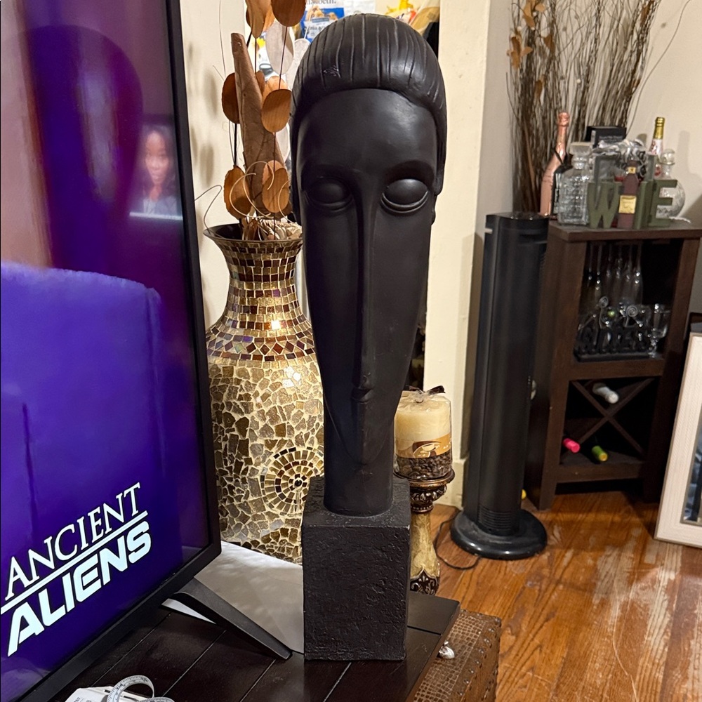 Black Abstract Face Sculpture